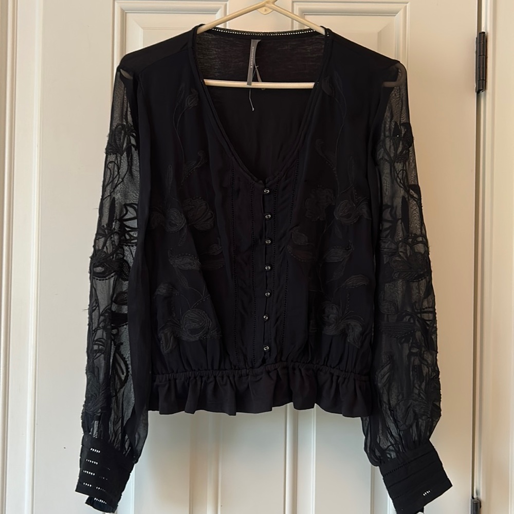 Black, floral top